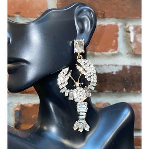 Rhinestone Crawfish / Lobster Statement Earrings